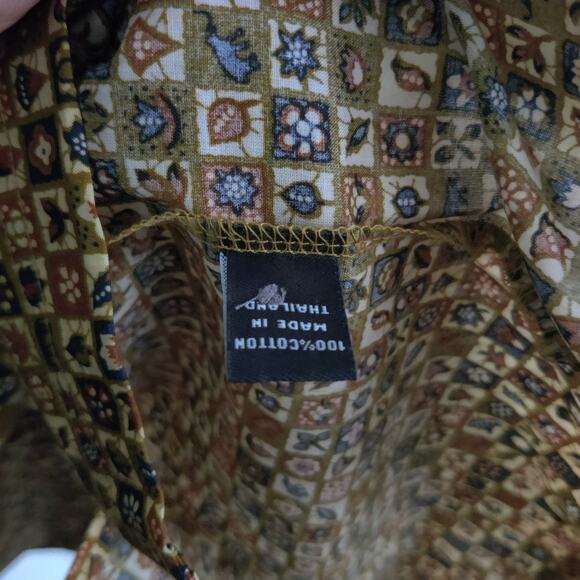 NWOT Jim Thompson Shirt Mens M Button Leaf Print Lightweight Summer Polo ( New ) - Picture 3 of 7